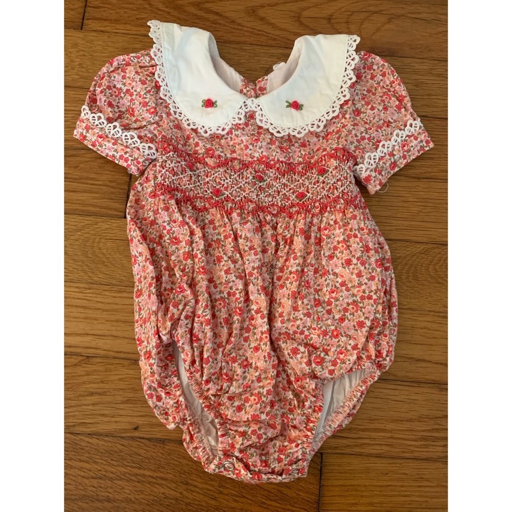 Floral Baby Girl Smocked Bubble